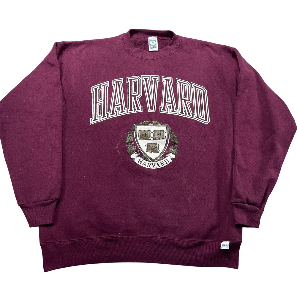 Vintage Harvard Crimson Sweatshirt Mens Medium Red NCAA College Discus Athletic
